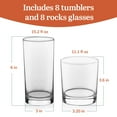 Libbey Province Tumbler and Rocks Glass Set, Elegant Drinkware Glasses