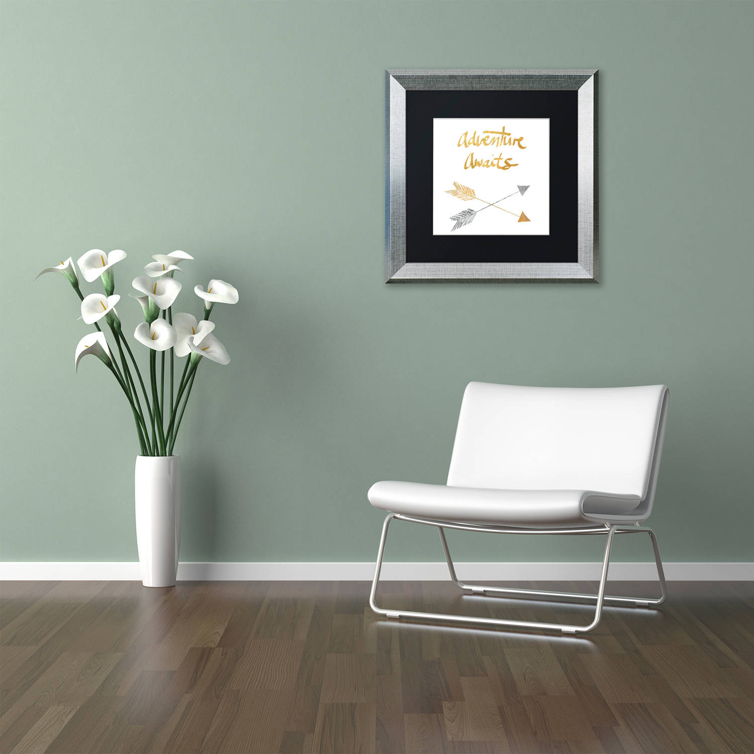 Trademark Fine Art "Adventure Arrows" Canvas Art by Lisa Powell Braun, Black Matte, Silver Frame