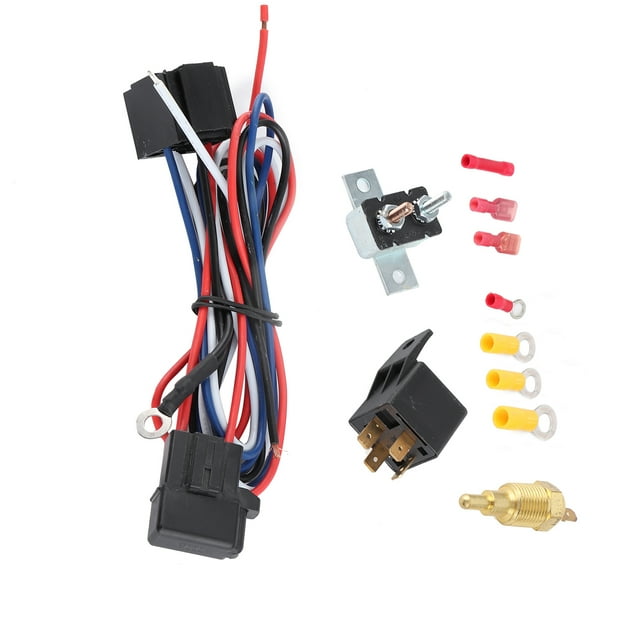 Radiator Cooling Fan Relay Kit, Portable Cooling Fan Overload Protector for 7/8 Inch Fans for 10/12/14/16/Inch Fans