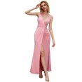 thumbnail image 1 of ANGEL FASHIONS Women Deep V Neck High Split Evening Gown X-Large, 1 of 7