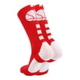 thumbnail image 2 of MadSportsStuff Basketball Socks for Boys Girls - Youth & Adult Athletic Crew Socks - Cushioned Moisture Wicking - X-Large, Scarlet/White, 2 of 2