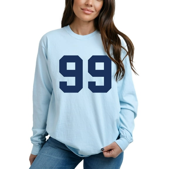 Football Jersey 99 - Womens Garment Dyed Long Sleeve