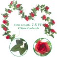 thumbnail image 2 of 4Pcs(32 FT) Artificial Rose Vine Fake Flower Garland Hanging Rose Ivy Hanging Baskets Wedding Arch Garden Background Decor (Red), 2 of 5