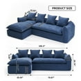 thumbnail image 3 of Compression Sofa Deep Seat Sofa 3 Seater for Living Room Oversized Comfy Sofa L-Shape Sofa Couch with Chaise Home Furniture Sleeper Sectional Sofa for Apartment, Office (Blue), 3 of 6