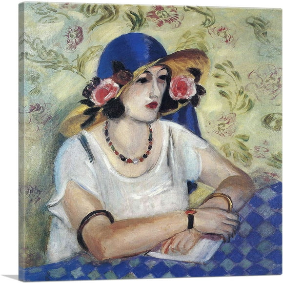 ARTCANVAS Portrait of Woman 1919 Canvas Art Print by Henri Matisse - Size: 26" x 26" (1.50" Deep)