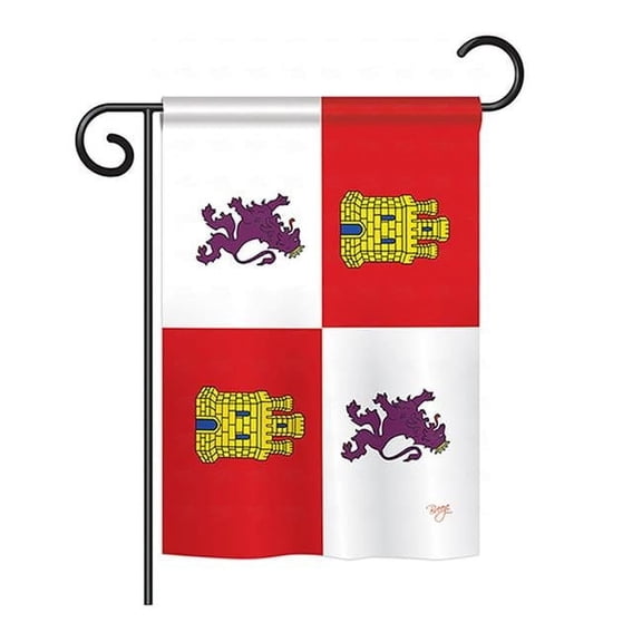 Breeze Decor BD-CY-GS-108323-IP-BO-D-US15-BD 13 x 18.5 in. Castile & Len Flags of the World Nationality Impressions Decorative Vertical Double Sided Garden Flag Set with Banner Pole