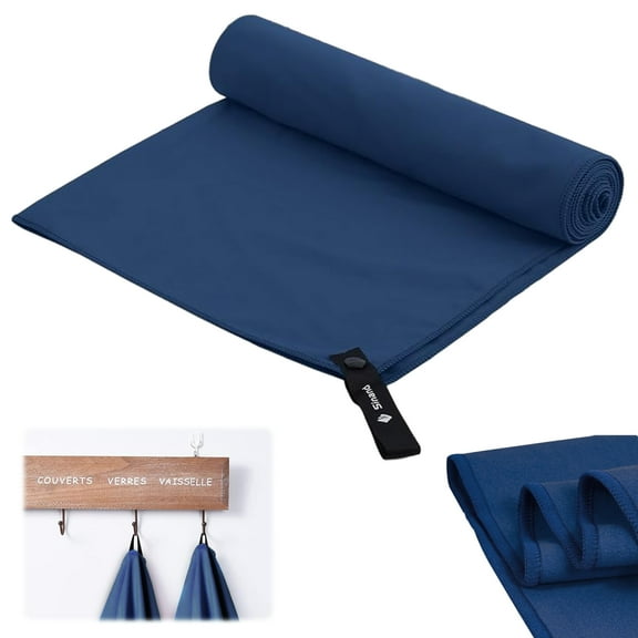 Microfiber Quick-Drying Lightweight Sand-Free Beach Towel For Outdoor Adventures, Super Absorbent Travel Towel For Fitness Pool Yoga (Navy Blue, 80X40Cm)
