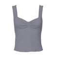 thumbnail image 3 of Aihuaihua Women Backless Going Out Crop Top Y2K Sweetheart Neck Strappy Ruched Sleeveless Tank Top Summer Tight Slim Fit Camisole Cute Tops Grey S, 3 of 6