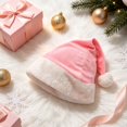 thumbnail image 4 of Pink Santa Hat for Unisex, Non-woven Polyester Christmas Cap with White Cuff, Festive Xmas Costume Headwear for Holiday Party, 4 of 5