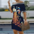 thumbnail image 1 of CEHVOM Robe d'Été pour Femme à Épaules Droites, Manches Courtes, Imprimé Floral, 1 of 6
