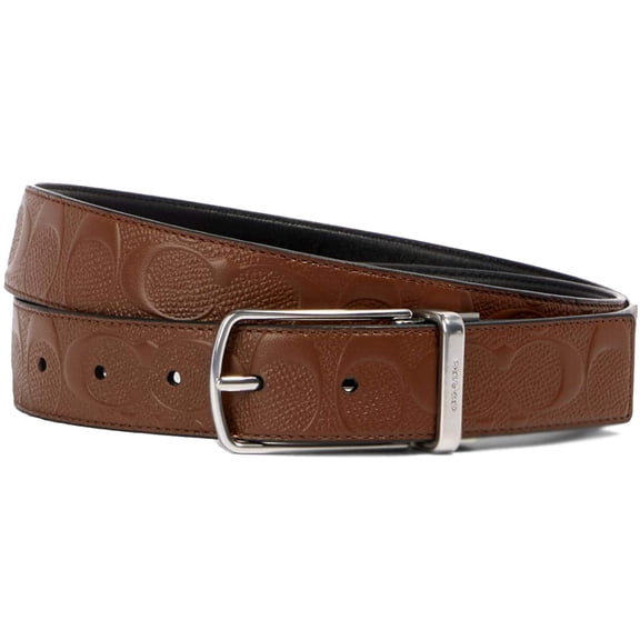 Coach Mens Skinny Buckle Cut-To-Size Reversible Dress Belt, 32mm