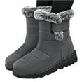 thumbnail image 2 of Willtoo Women's Pu Waterproof Snow Boots Winter Plus Velvet Non-Slip Warm Outdoor Ankle Boots Suitable For Light Camping Fur Lined Sneaker Gray, 2 of 4