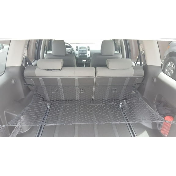 EACCESSORIES EA Rear Trunk Organizer Cargo Net for Nissan Xterra 2000-2015 – Horizonal Hammock Style Cargo Net – Premium Mesh Car Trunk Organizer Vehicle Carrier Storage – Compatible with Xterra