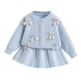 thumbnail image 6 of Caqnni 3-4 Years Toddler Baby Girls Fall Winter Clothes Long Sleeved Pullover Shirt + Pants 2 Pcs Casual Dailywear & Loungewear Outfits Set For Kids A120-Blue, 6 of 6