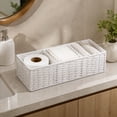 thumbnail image 7 of Akmoler Woven Toilet Paper Storage Basket, 3-Section Divided Tank Topper, Natural Handwoven Paper Rope Basket Organizer for Bathroom Countertop Shelf Bathroom Home Decor - White, 7 of 7