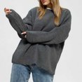 thumbnail image 4 of Jjayotai Oversized Sweaters for Women, Trendy Crewneck Long Sleeve Chunky Knit Pullover Sweater, Loose Casual Versatile Y2k Tops Dark Gray M, 4 of 9