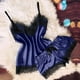 thumbnail image 2 of Gibobby Ropa Interior Sexy Conjunto de pijama con sexy, pantalones cortos, camisola de pestañas con cuello en V, ropa interior íntima con manchas de encaje para mujer(Azul marino, S), 2 of 4