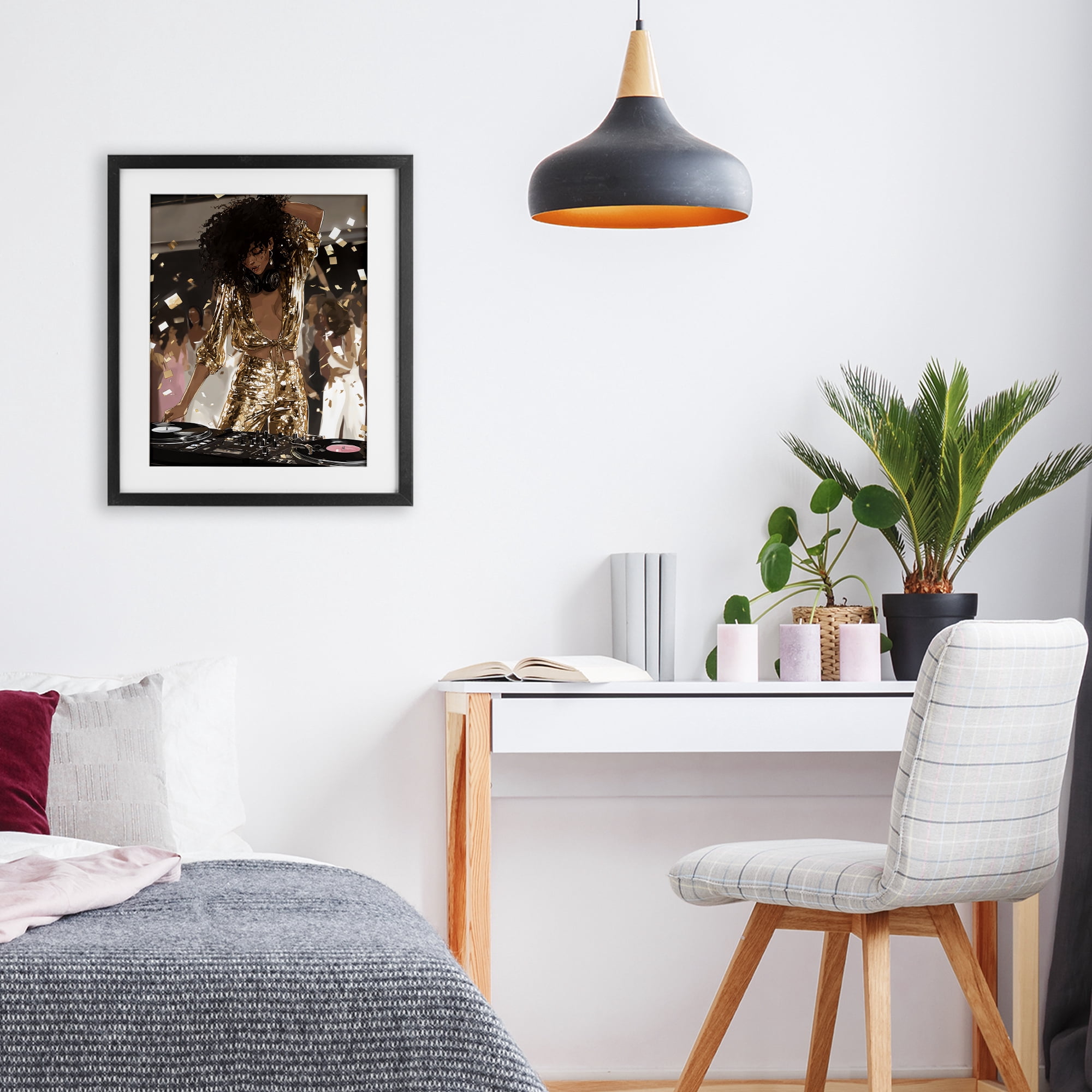 Stupell Industries Shimmering DJ in Sequins Black Framed Print Under Glass, design by Franklyn Gregory