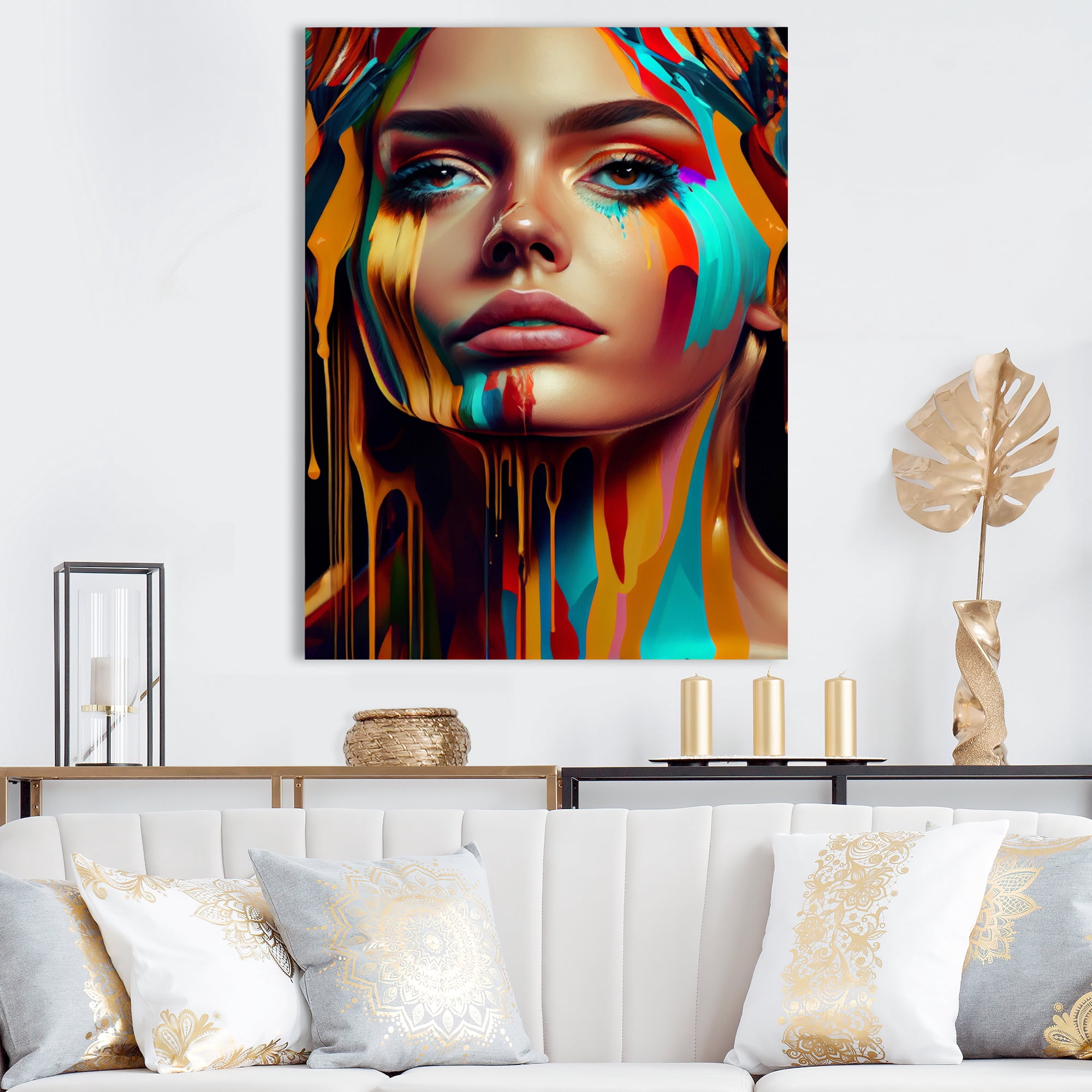 Designart Vibrant Creative Woman Portrait V Canvas Wall Art