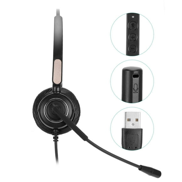 Casque d'Ordinateur, Clavardage Clair Conçu Ajustable avec Câble d'Écouteurs en Spirale, Écouteurs, Casque de Service, Casque, pour Clavardage en Ligne, pour Ordinateur, pour Bureau,
