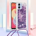thumbnail image 2 of Long Crossbody Lanyard Clear Case for Samsung Galaxy A04E with Adjustable Neck Strap, Glitter Sparkly Bling Quicksand Phone Cover Cases for Samsung Galaxy A03 / A04E / M04 /F04 QKG Purple, 2 of 14