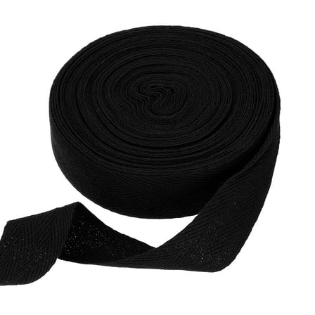 Uxcell Cotton Twill Tape Ribbon 1" 11 Yard Herringbone Webbing Tape, Black
