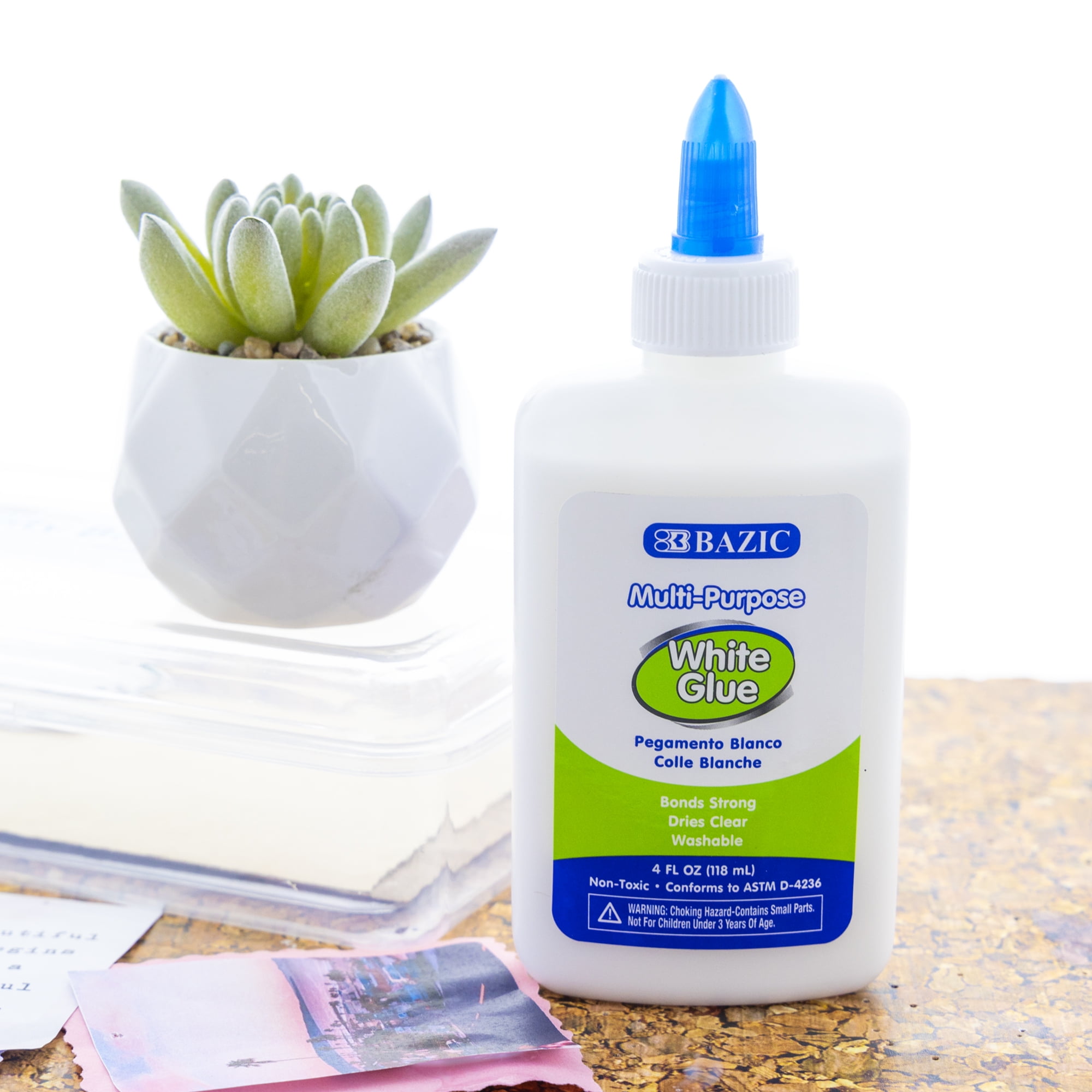 BAZIC White Glue 4Oz (118 mL), Adhesive Bond Slime Making, 48-Pack