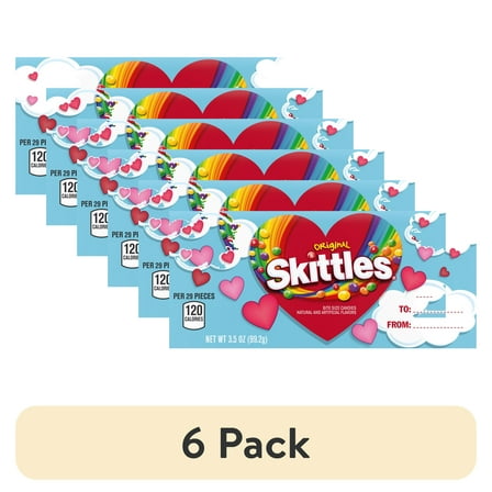 (6 pack) SKITTLES Original Chewy Valentines Day Candy Gift Box - 3.5 oz