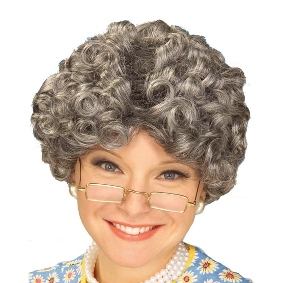 Yo Momma Costume Wig Old Lady Women Gray Adult Teen