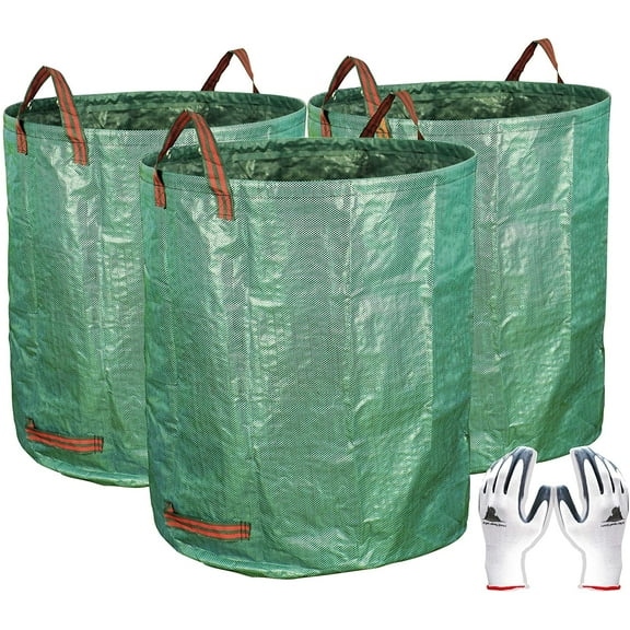 Garden 3-Pack 72 Gallons Reusable Lawn Leaf Bags, Heavy Duty Gardening Bags for Yard, Pool, Trash, Grass, Debris, Weeds
