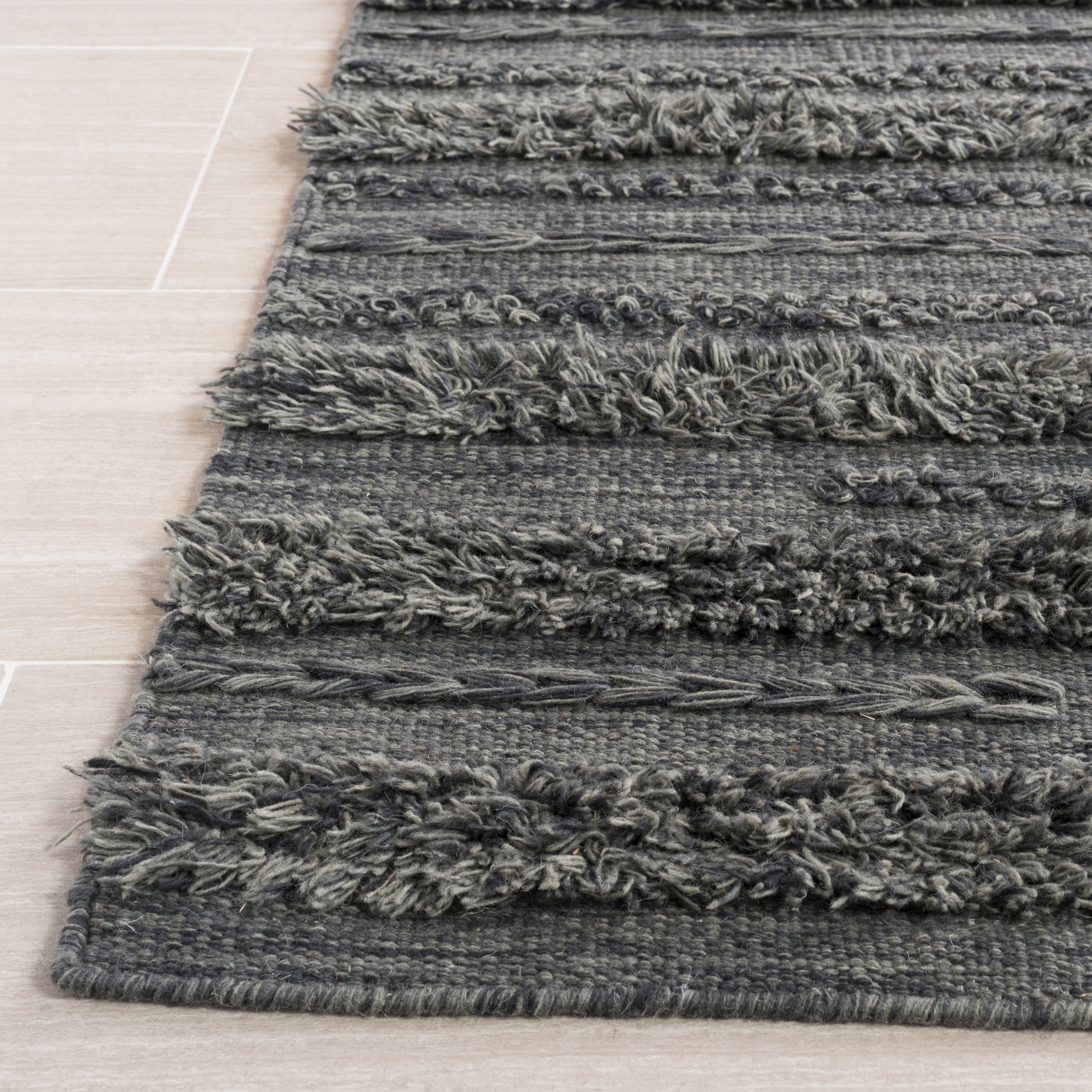 SAFAVIEH Vermont Zavanna Striped Area Rug, Charcoal/Ivory, 4' x 6'