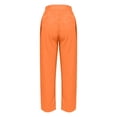 thumbnail image 5 of Linen Pants for Women Palazzo Pants Petite Plus Size Casual Solid High Waist Wide Leg Vacation Cropped Trousers Trendy Clothing Pull On with Pockets Orange XL, 5 of 8