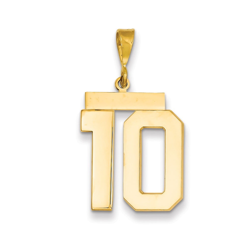 AA Jewels Solid 14k Yellow Gold Large Polished Number 10 Pendant