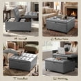 thumbnail image 3 of LAZZO Storage Ottoman, 35.5" Lift Top Tufted Leather Foot Stool with Hidden Storage for Living Room, Gray, 3 of 8