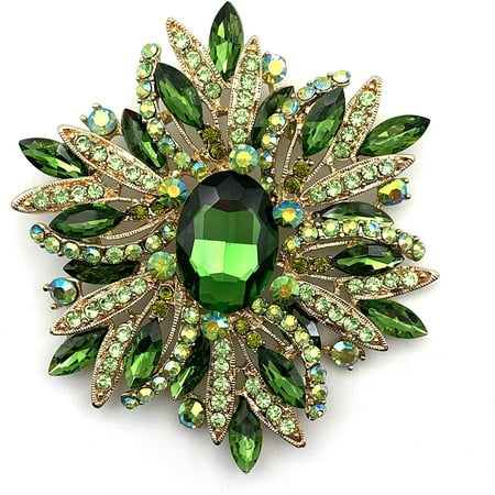 

3.5 Huge Big Large Brooch Pendant Scarf Hats Decoration Blue Flower Pin Gold Tone
