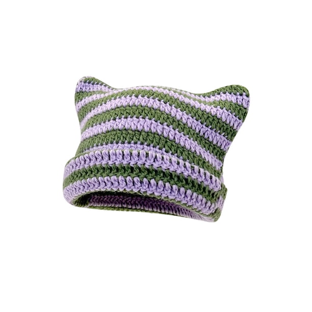 Gorro de lana de punto con orejas de gato, anime, cálido para invierno, para adulto