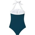 thumbnail image 5 of Women Sexy Tummy Control One Piece Swimsuit Halter Retro Bathing Suit, 5 of 12