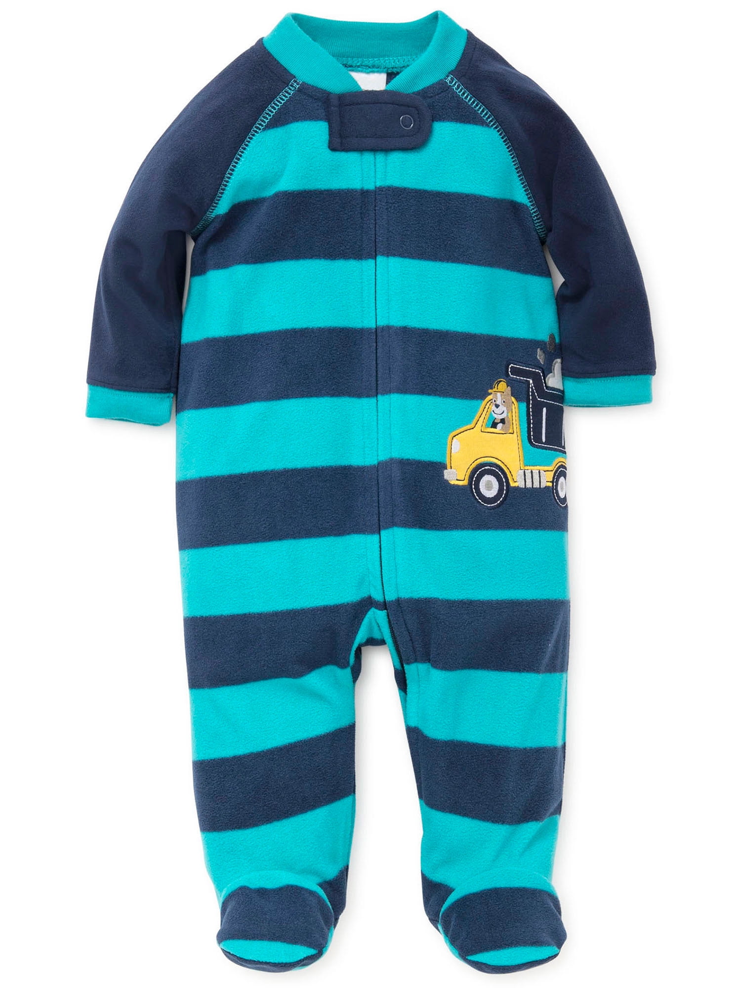 Truck Footed Newborn Blanket Sleeper Boys Pajamas Blue Stripe 6 Months