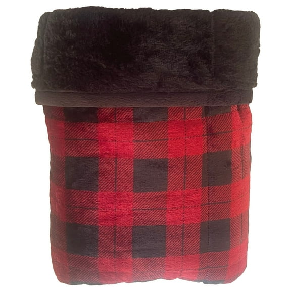 Cuddle Duds Red & Black Plaid Fleece Micro Plush & Faux Fur Throw Blanket, 50x60