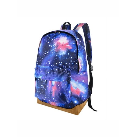 Coofit Fashionable Galaxy Print Student Canvas Book Bag Backpacks for Boys Girls (Blue)