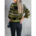 thumbnail image 4 of Womens Long Sleeve Cardigan Sweaters Plaid Fuzzy Knit V Neck Button Down Cardigans, 4 of 6