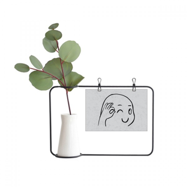 ok gestos lindo guiño black marco de metal florero de cerámica decoración
