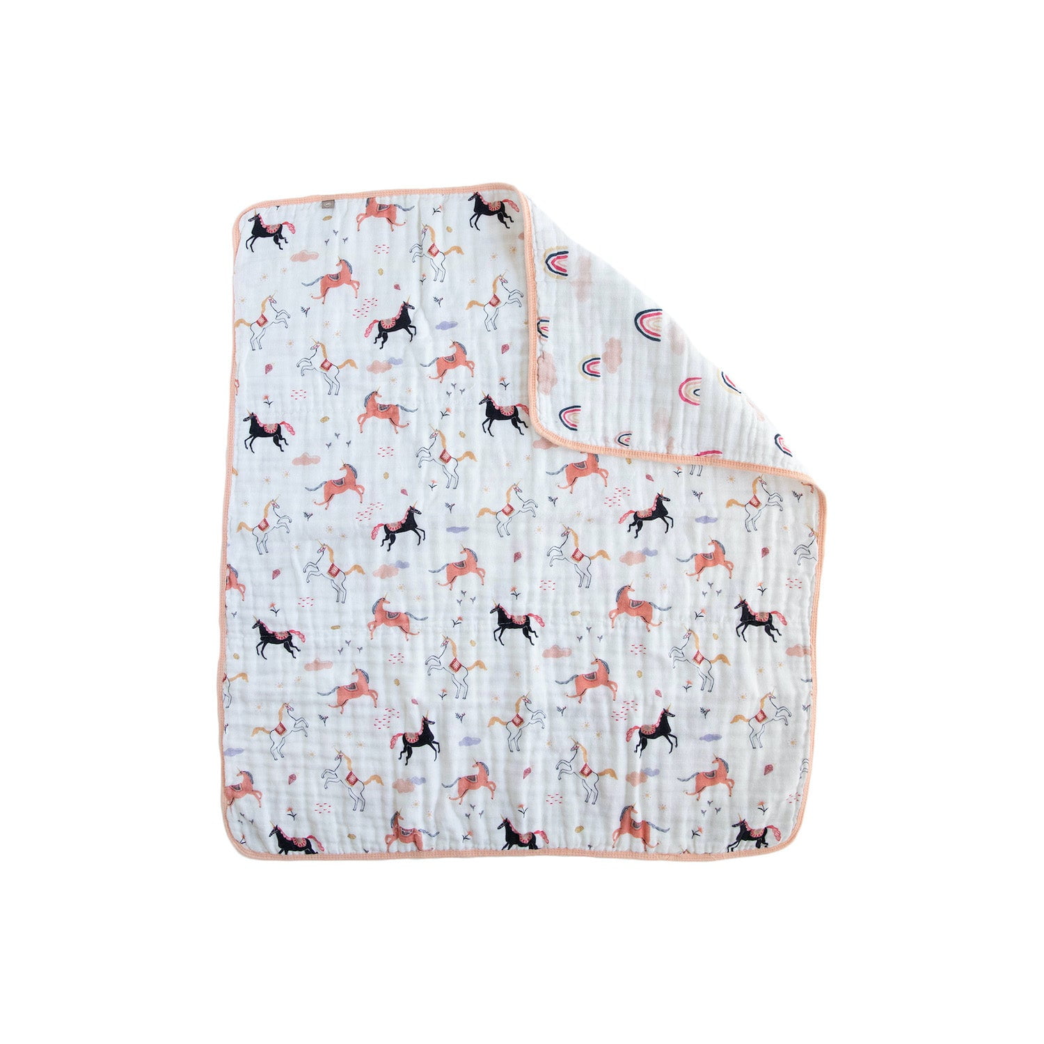 Red Rovr 100% Organic Cotton Muslin Quilted Infant Blanket, Unisex, Little Unicorns