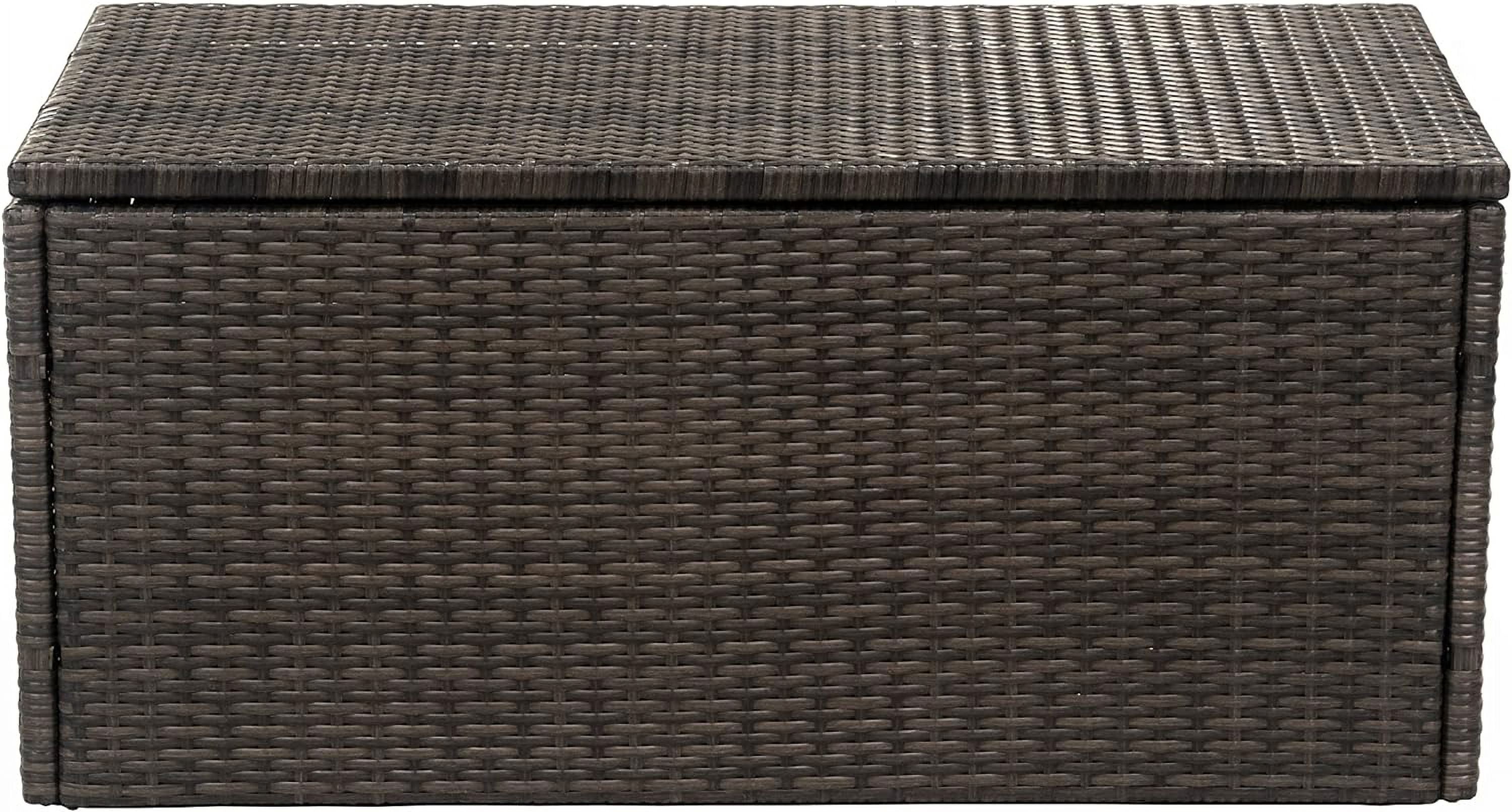 D&F Design Jackson Indoor & Outdoor PE Wicker Coffee Table with Storage, Patio Resin Rattan for Furniture Covers, Pillow, Toys and Gardening Tools Grey (Brownish Grey)