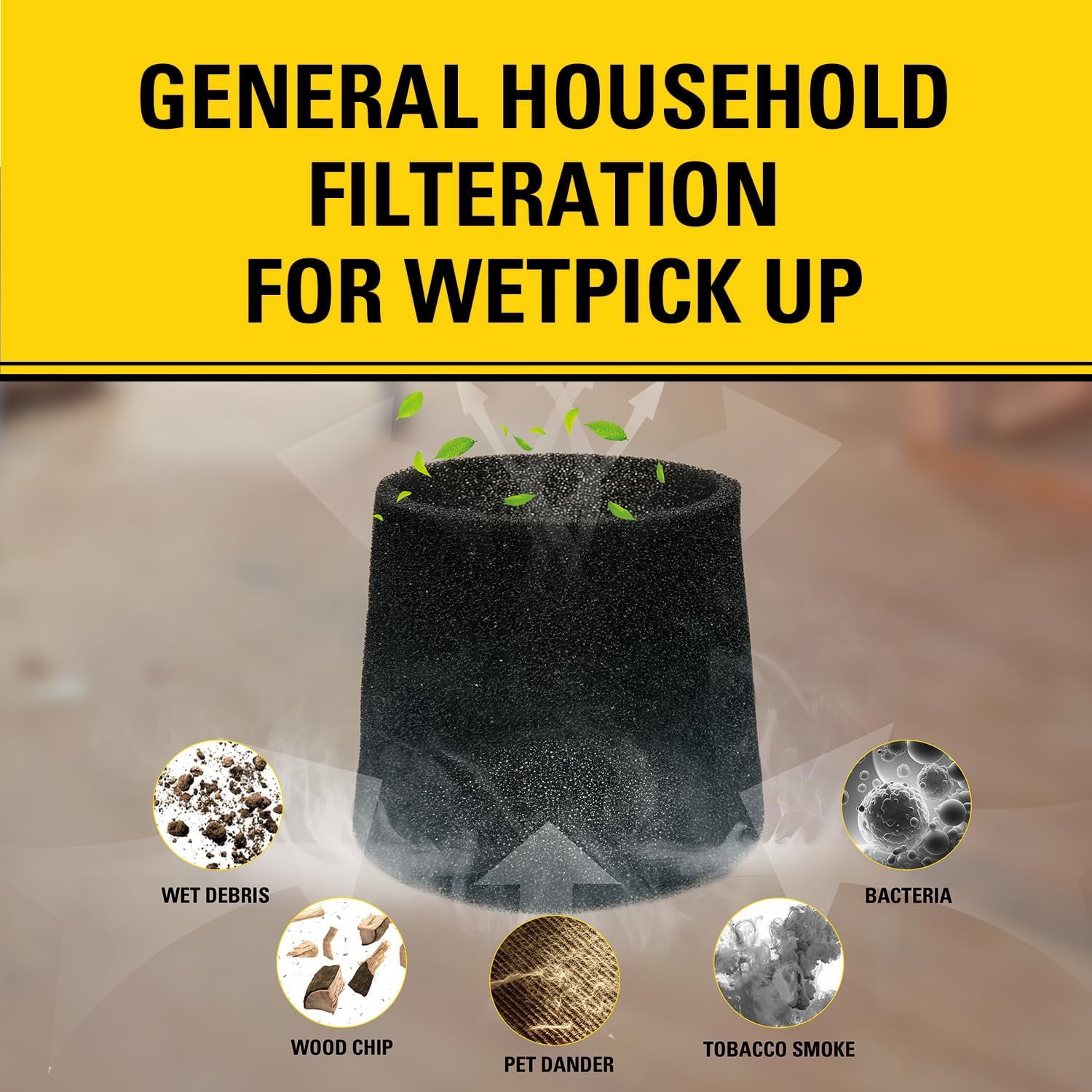 3-Pack DXVA19-1600 Foam Filter,Compatible with DEWALT Wet & Dry Vacuums 6-16 Gallon DXV06P DXVC6910 DXV09P DXV10P DXV10PL DXV10SA DXV12P DXV14P DXV16P, Washable Reusable High Efficiency.