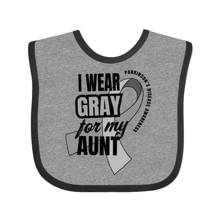 

Inktastic I Wear Gray For My Aunt Parkinsons Disease Awareness Gift Baby Boy or Baby Girl Bib