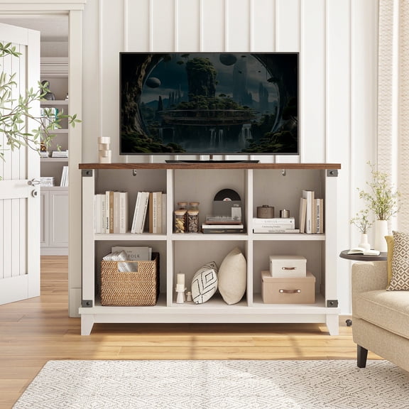 EnHomee 6-Cube Organizer White Cube Storage Organizer with Storage Shelves Vintage Wooden Storage Cabinets