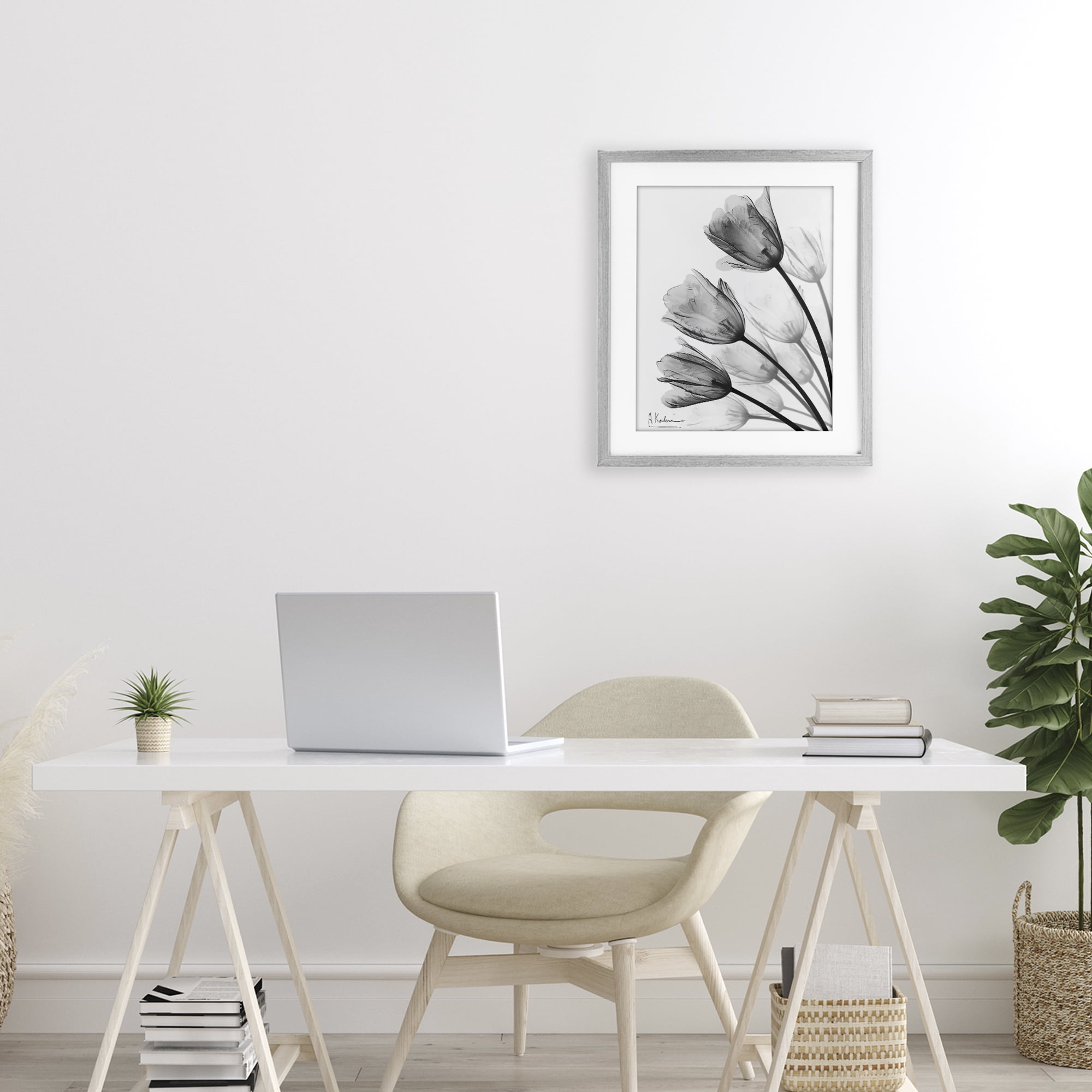 Stupell Industries Minimalist Tulip Fan Gray Framed Print Under Glass, design by Albert Koetsier