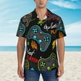 thumbnail image 4 of Balery Play Game3 Print Men's Hawaiian Shirts Short Sleeve Beach Shirt Relaxed Fit Vacation Button Down Shirts-Large, 4 of 9