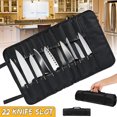 thumbnail image 6 of opvise 22 Pockets Portable Carrying Kitchen Chef Knife Roll Bag Cutlery Storage Case Blue, 6 of 8